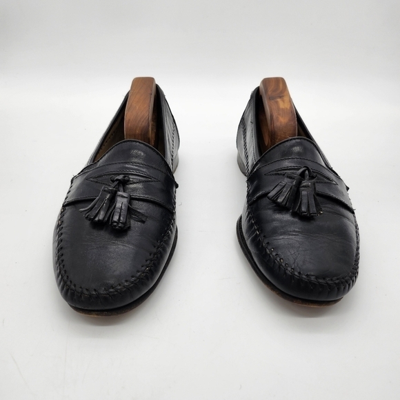 Bostonian Shoes Men 10 M Florentine Tassle Loafer Slip On Dress Black Leather - Picture 11 of 16